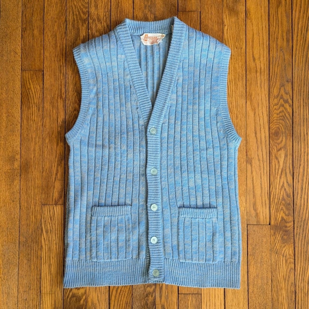 Vintage 70's Knit Cardigan Sweater Vest